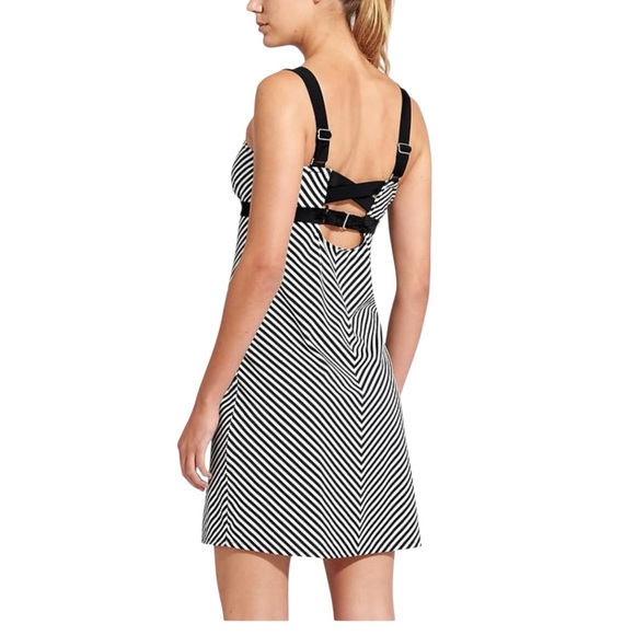 Athleta Black & White Stripe Pura Swim UPF 50+ Dress 36 B/C Built in bra. Beach - Picture 3 of 16